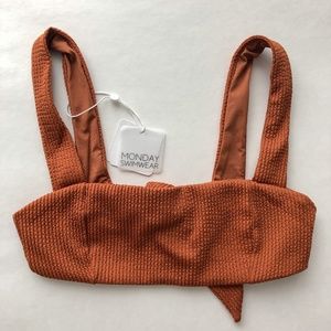 NWT Monday Swimwear Puerto Rico Top Clay Crinkle M